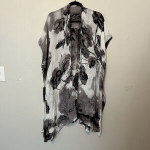 Open‎ Front Topper Duster Kimono Beach Cover Up Festival Rave Black/Grey OS